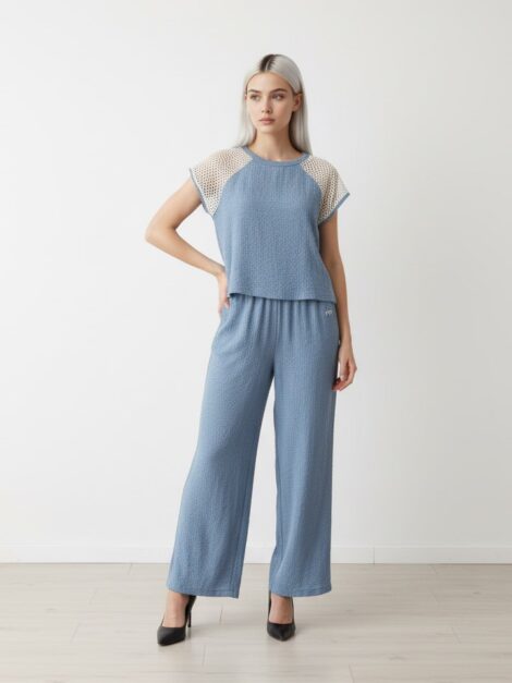 Conjunto de Dos Piezas Tejita con Textura Arrugada