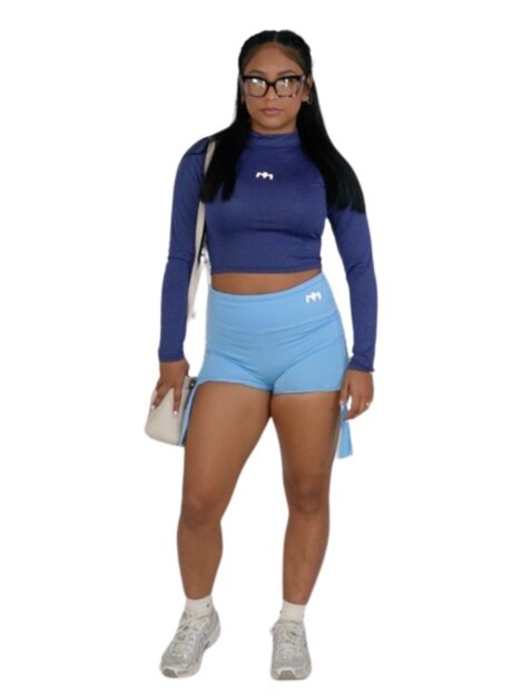 Crop top manga larga azul Milyn